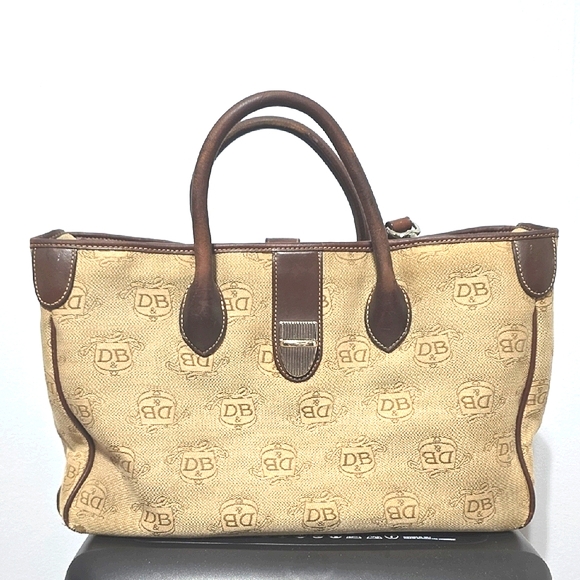 VINTAGE Dooney & Bourke Beige and Dark Brown Tote Large Capacity - Picture 4 of 17